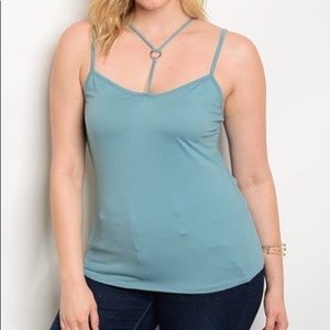 💠NEW💠Sage Y-Neck Tank - Plus